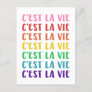 C'est La Vie French Gezegde in Rainbow Lettering Briefkaart