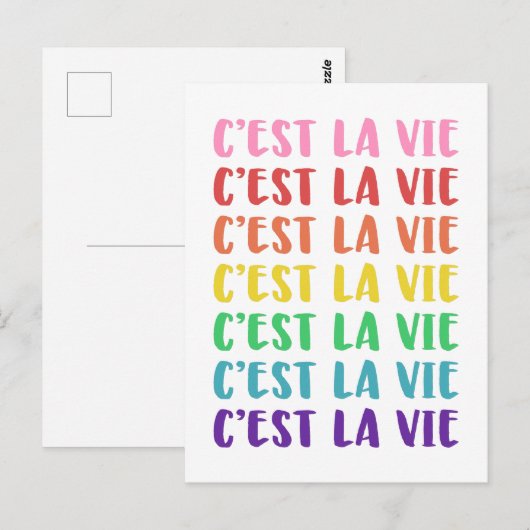 C'est La Vie French Gezegde in Rainbow Lettering Briefkaart (Voorkant / Achterkant)