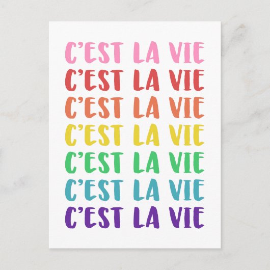 C'est La Vie French Gezegde in Rainbow Lettering Briefkaart (Voorkant)
