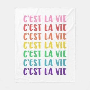 C'est La Vie French Gezegde in Rainbow Lettering Fleece Deken