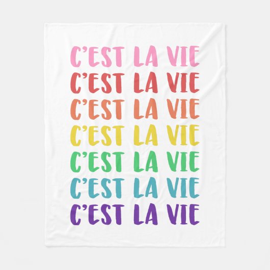 C'est La Vie French Gezegde in Rainbow Lettering Fleece Deken (Voorkant)