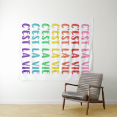 C'est La Vie French Gezegde in Rainbow Lettering Wandkleed (In Situ (horizontaal))