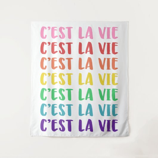 C'est La Vie French Gezegde in Rainbow Lettering Wandkleed (Voorkant)