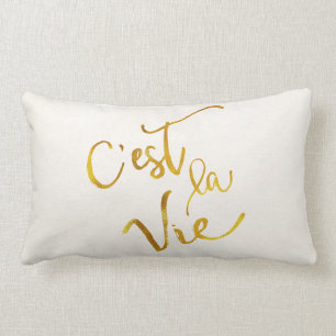 C'est La Vie Gold Faux Metallic Motivatie Kussen
