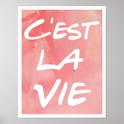 C'est La Vie Hand Lettering Poster - Waterverf (Voorkant)