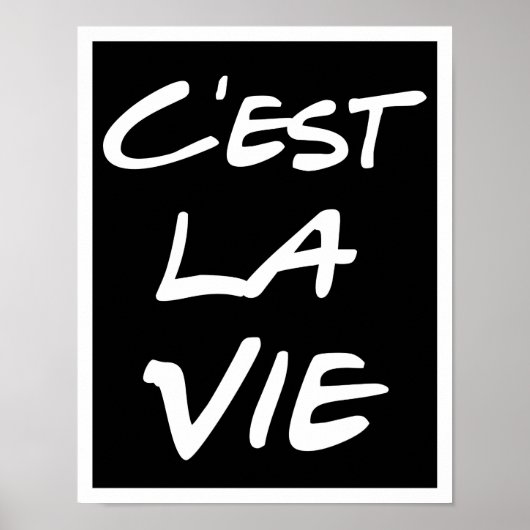 C'est La Vie Hand Lettering Poster - Zwart (Voorkant)