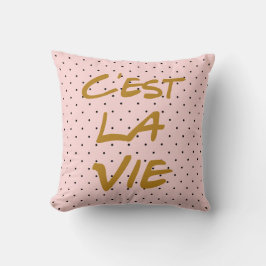C'est La Vie Typography Polka Dots Pillow Kussen