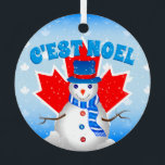 C'EST NOEL Canadian Maple Leaf Snowman Kerstmis Metalen Ornament<br><div class="desc">C'est Noel!</div>