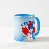 C'EST NOEL Canadian Maple Leaf Snowman Kerstmis Mok (Voorkant rechts)