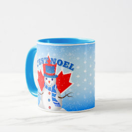 C'EST NOEL Canadian Maple Leaf Snowman Kerstmis Mok