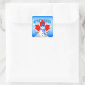 C'est Noel Snowman Canadian Maple Leaf Kerstmis Vierkante Sticker (Tas)