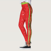 C'EST NOEL Snowman Kerstmis met Jouw naam op RED Leggings (Links)