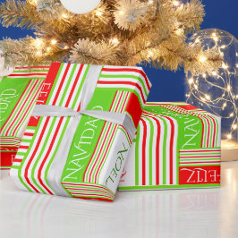 C'est Noel Striped Pattern Merry Kerstmis Cadeaupapier
