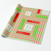 C'est Noel Striped Pattern Merry Kerstmis Cadeaupapier (Uitgerold)