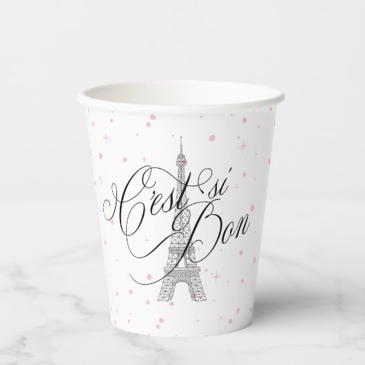 C'est si Bon Parijse Zoet 16 Roze Wit ID1162 Papieren Bekers (Voorkant)
