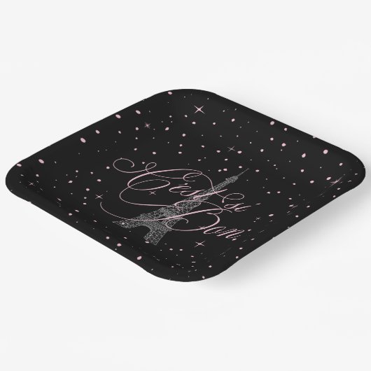 C'est si Bon Parijse Zoet 16 Roze Zwart ID1162 Papieren Bordje (Gebogen)