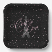 C'est si Bon Parijse Zoet 16 Roze Zwart ID1162 Papieren Bordje (Voorkant)