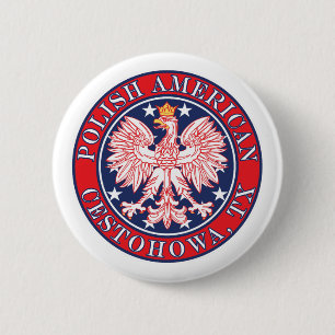 Cestohowa Texas Poolse Amerikaanse adelaar Ronde Button 5,7 Cm
