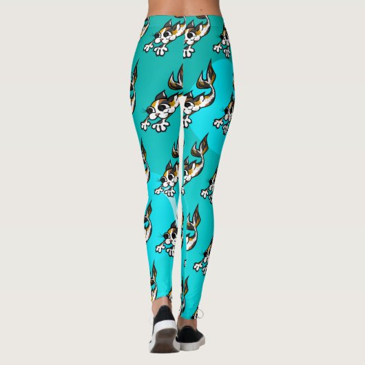 CET KITTY CAT TURQUOISE LEGGINGS KUSTMATERIAAL (Achterkant)