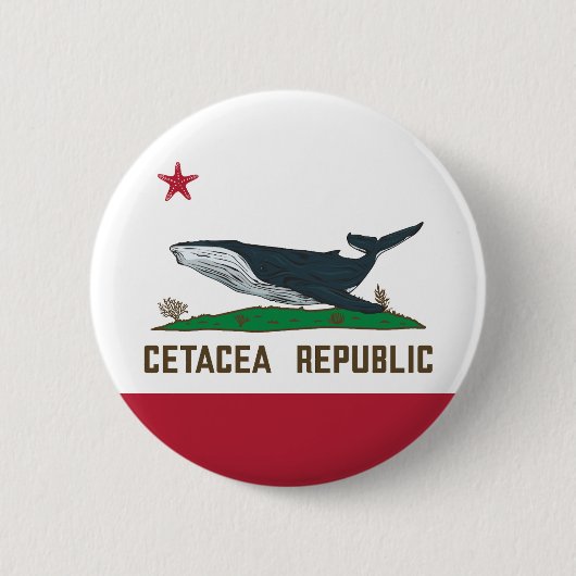 Cetacea Republic Whale Flag Rorqual Ronde Button 5,7 Cm (Voorkant)