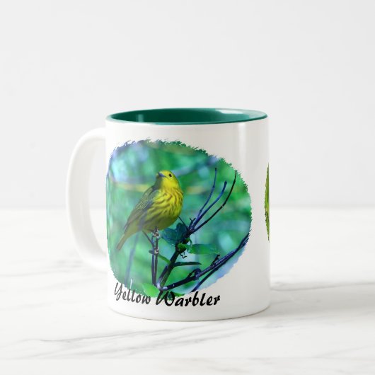 Ceurlean Warbler, Gele Warbler II Tweekleurige Koffiemok (Voorkant links)