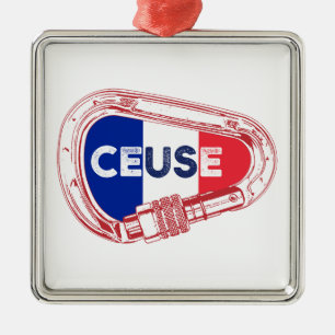 Ceuse Frankrijk Rock Climbing Karabiner Metalen Ornament