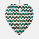 Cevron Dalmatian Brown en Blauwgroen Keramisch Ornament (Rechts)