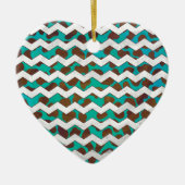 Cevron Dalmatian Brown en Blauwgroen Keramisch Ornament (Voorkant)