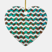 Cevron Dalmatian Brown en Blauwgroen Keramisch Ornament (Achterkant)