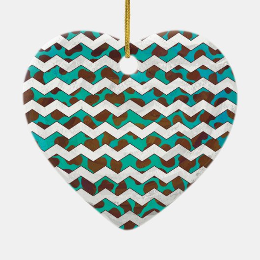 Cevron Dalmatian Brown en Blauwgroen Keramisch Ornament (Achterkant)