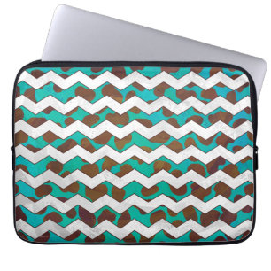 Cevron Dalmatian Brown en Blauwgroen Laptop Sleeve
