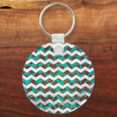 Cevron Dalmatian Brown en Blauwgroen Sleutelhanger (Voorkant)