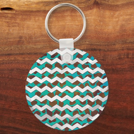 Cevron Dalmatian Brown en Blauwgroen Sleutelhanger (Voorkant)