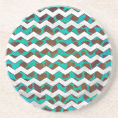 Cevron Dalmatian Brown en Blauwgroen Zandsteen Onderzetter (Voorkant)