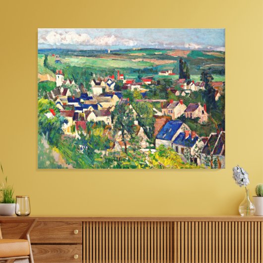 Cezanne - Auvers, panoramisch uitzicht, Canvas Afdruk (Insitu (Woonkamer))