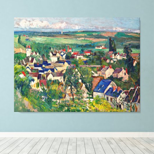 Cezanne - Auvers, panoramisch uitzicht, Canvas Afdruk (Insitu (Houten vloer))