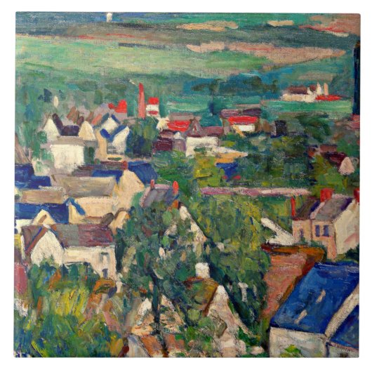 Cezanne - Auvers, Panoramisch Uitzicht Tegeltje (Voorkant)