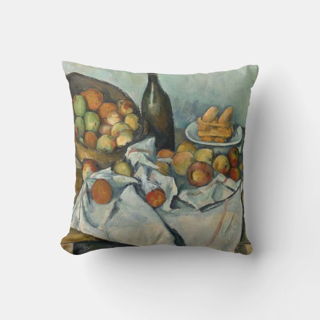 Cezanne Basket Appels Impressionisme Kunst Kussen (Voorkant)