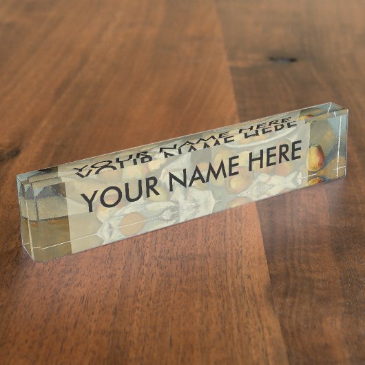 Cezanne Basket Appels Impressionisme Kunst Naambordje (Zijkant)