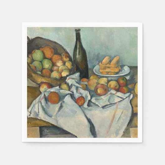 Cezanne Basket Appels Impressionisme Kunst Servet (Voorkant)