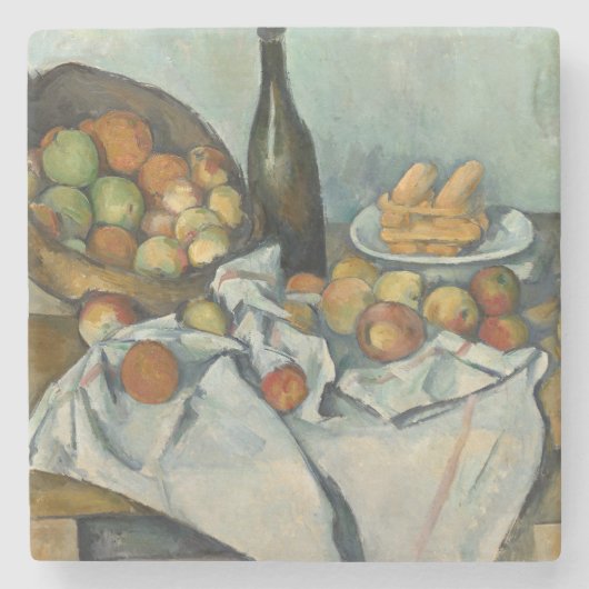 Cezanne Basket Appels Impressionisme Kunst Stenen Onderzetter (Voorkant)