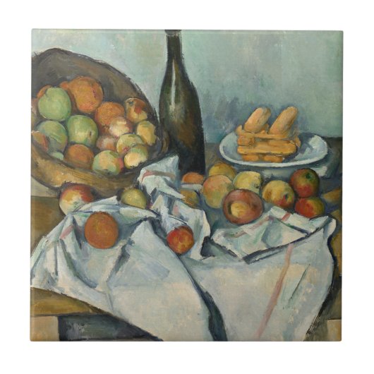 Cezanne Basket Appels Impressionisme Kunst Tegeltje (Voorkant)