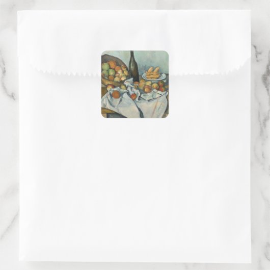 Cezanne Basket Appels Impressionisme Kunst Vierkante Sticker (Tas)
