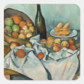 Cezanne Basket Appels Impressionisme Kunst Vierkante Sticker (Voorkant)