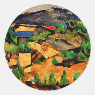 Cezanne - Bergen gezien vanaf het Estaque Square Ronde Sticker