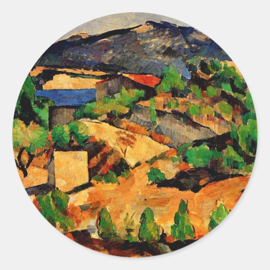 Cezanne - Bergen gezien vanaf het Estaque Square Ronde Sticker (Voorkant)