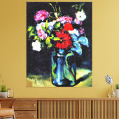 Cezanne - Bloemen in een vaas, kunstschilderij Canvas Afdruk (Insitu (Woonkamer))