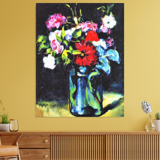 Cezanne - Bloemen in een vaas, kunstschilderij Canvas Afdruk (Insitu (Woonkamer))
