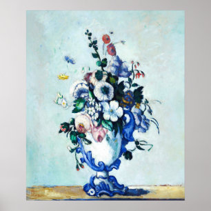 Cezanne Bloemen in Rococo Vaas Vintage Kunstprint Poster