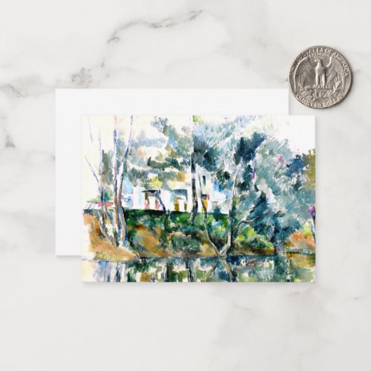 Cezanne - Bomen en huizen door de Eure Notitiekaartje (Voorkant / Achterkant in situ)